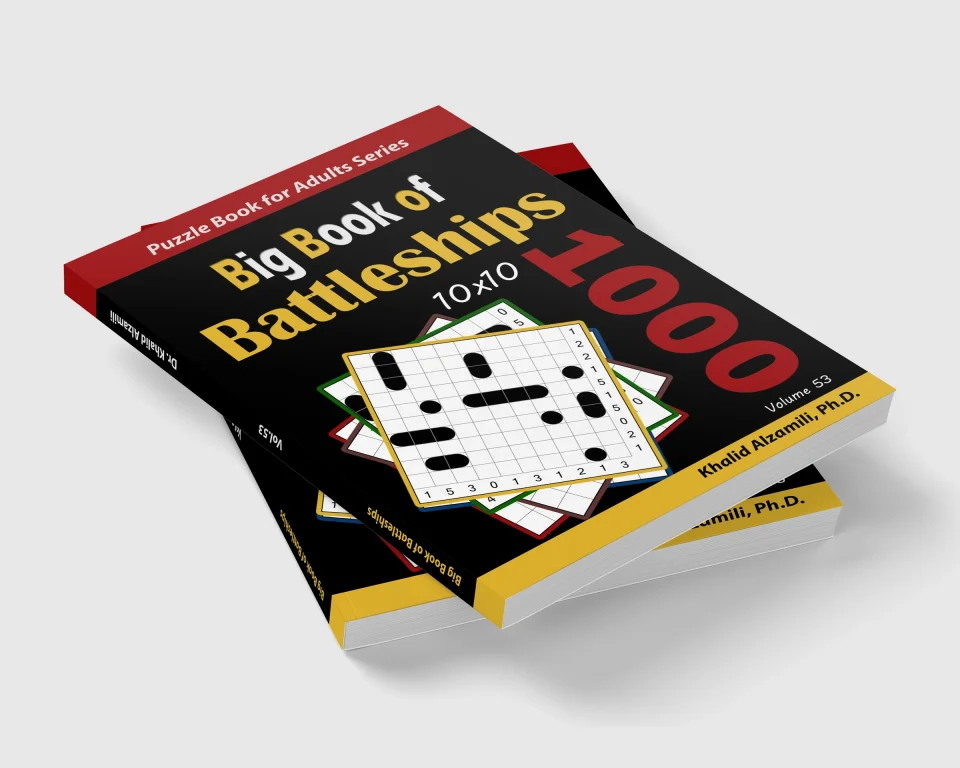 Big Book of Battleships: 1000 Puzzles (10x10) by Dr. Khalid Alzamili – stacked book view