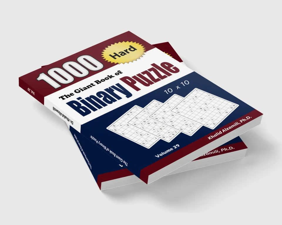 The Giant Book of Binary Puzzle: 1000 Hard (10x10) Puzzles by Dr. Khalid Alzamili – stacked book view