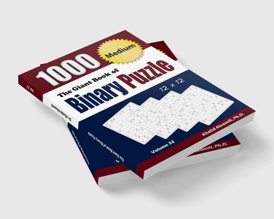 The Giant Book of Binary Puzzle: 1000 Medium (12x12) Puzzles by Dr. Khalid Alzamili – stacked book view