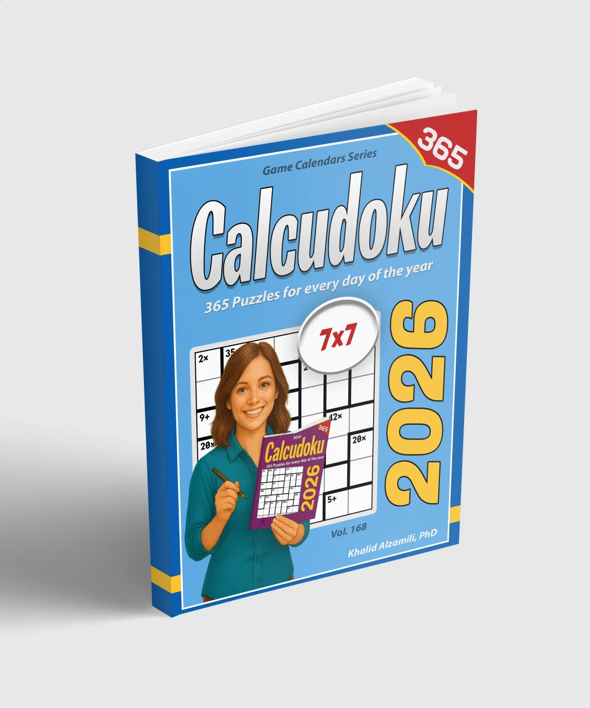 2026 Calcudoku: 365 Puzzles (7x7) for Every Day of the Year by Dr. Khalid Alzamili – standing book view