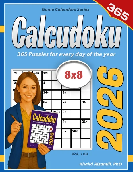 2026 Calcudoku: 365 Puzzles (8x8) for Every Day of the Year by Dr. Khalid Alzamili – front cover