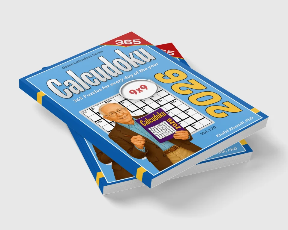 2026 Calcudoku: 365 Puzzles (9x9) for Every Day of the Year by Dr. Khalid Alzamili – stacked book view