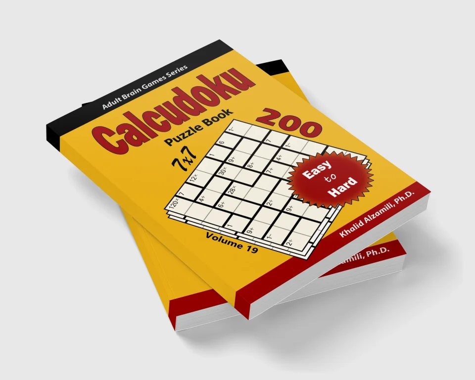 Calcudoku Puzzle Book: 200 Easy to Hard (7x7) Puzzles by Dr. Khalid Alzamili – stacked book view