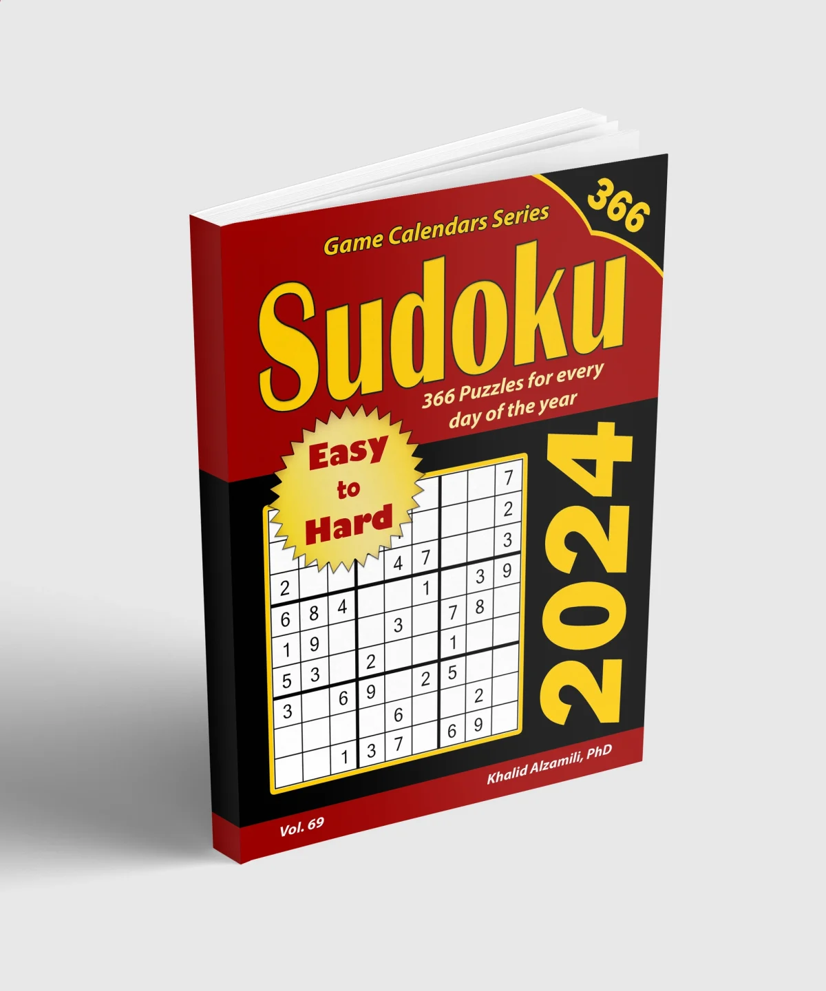 2024 Sudoku: 366 Easy to Hard Puzzles for Every Day of the Year by Dr. Khalid Alzamili – standing book view