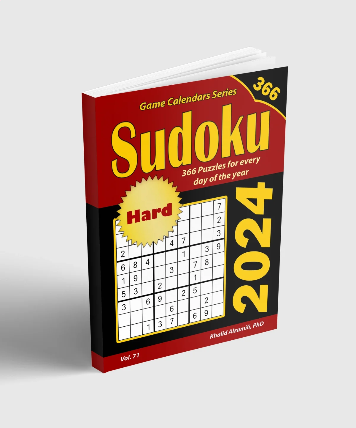 2024 Sudoku: 366 Hard Puzzles for Every Day of the Year by Dr. Khalid Alzamili – standing book view