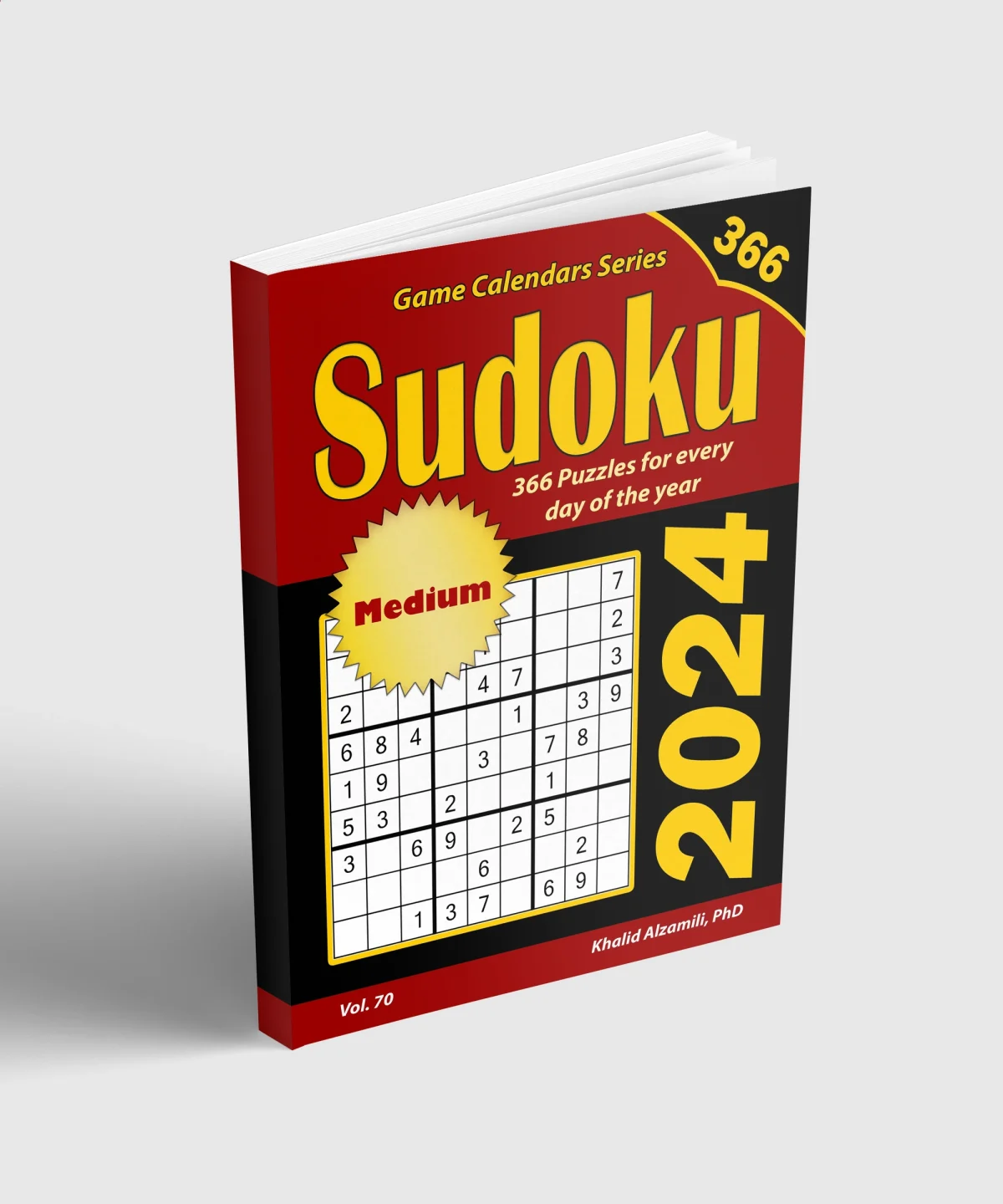 2024 Sudoku: 366 Medium Puzzles for Every Day of the Year by Dr. Khalid Alzamili – standing book view