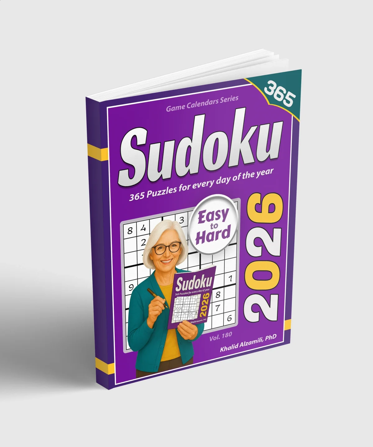 2026 Sudoku: 365 Easy to Hard (9x9) Puzzles for Every Day of the Year by Dr. Khalid Alzamili – standing book view