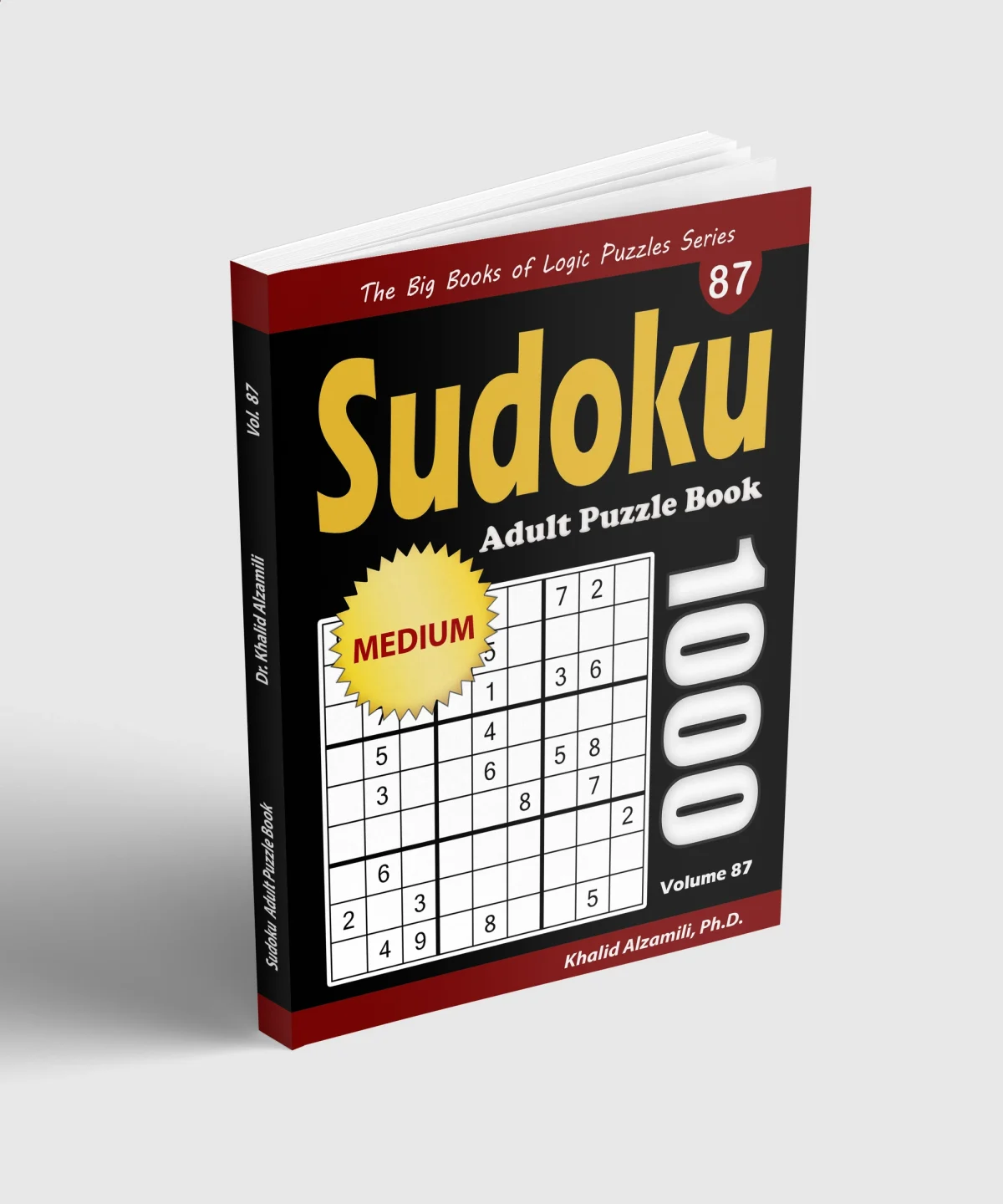 Sudoku Adult Puzzle Book: 1000 Medium Puzzles by Dr. Khalid Alzamili – standing book view
