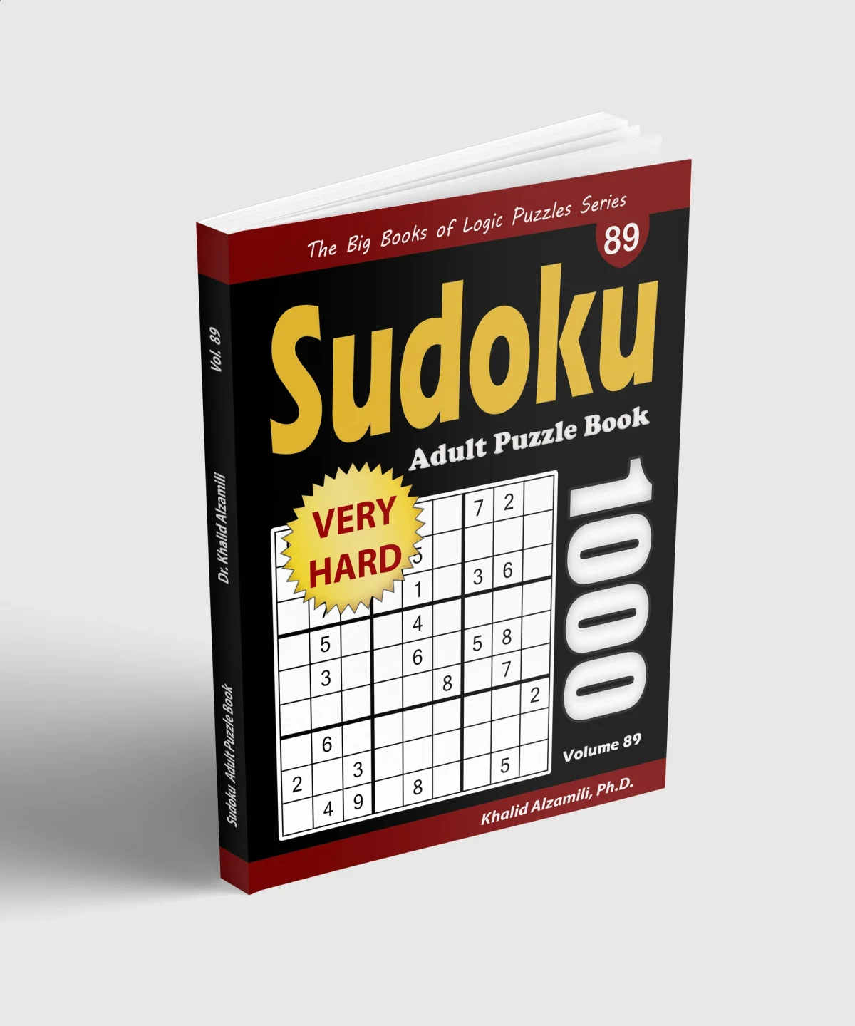 Sudoku Adult Puzzle Book: 1000 Very Hard Puzzles by Dr. Khalid Alzamili – standing book view