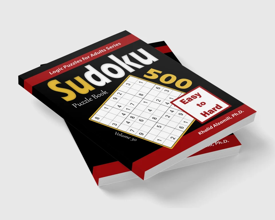 Sudoku Puzzle Book: 500 Easy to Hard by Dr. Khalid Alzamili – stacked book view