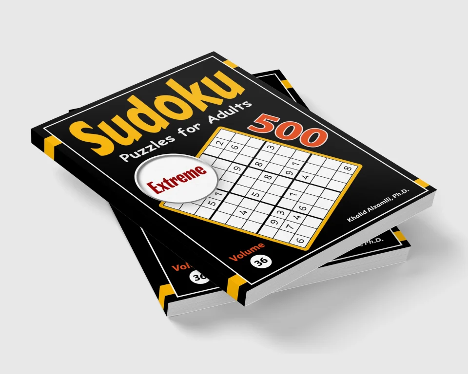 Sudoku Puzzles for Adults: 500 Extreme Puzzles by Dr. Khalid Alzamili – stacked book view