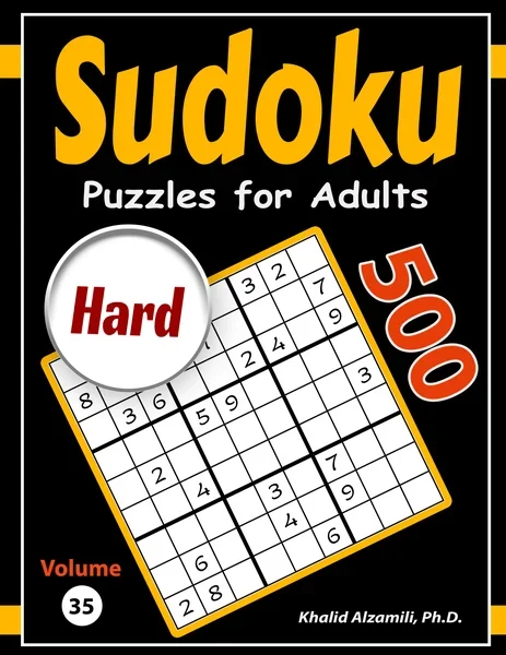 Sudoku Puzzles for Adults: 500 Hard Puzzles by Dr. Khalid Alzamili – front cover
