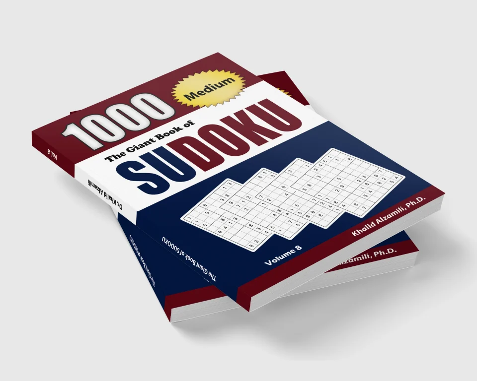 The Giant Book of Sudoku: 1000 Medium Sudoku Puzzles by Dr. Khalid Alzamili – stacked book view