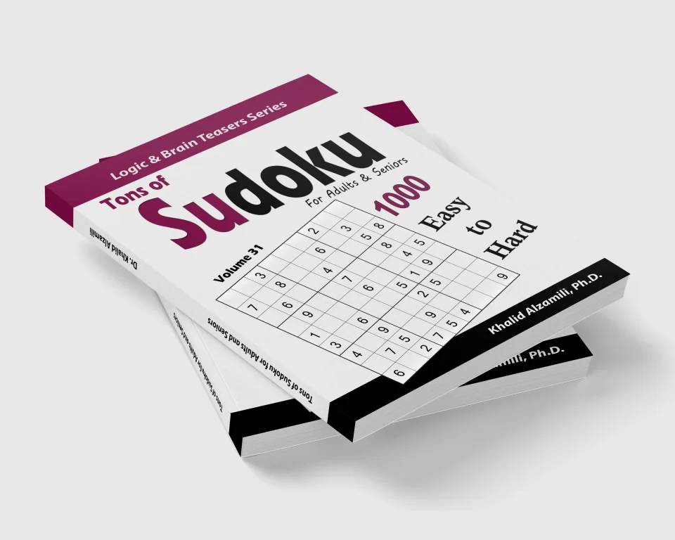 Tons of Sudoku for Adults & Seniors: 1000 Easy to Hard Puzzles by Dr. Khalid Alzamili – stacked book view
