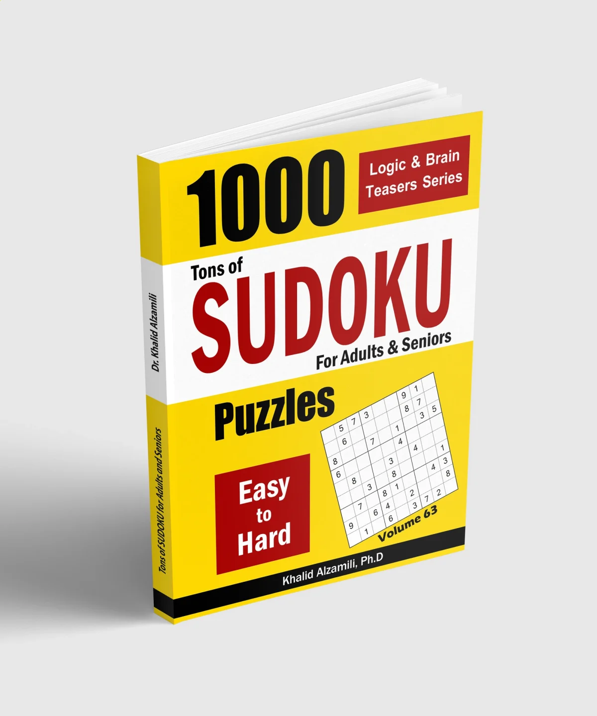 Tons of Sudoku for Adults & Seniors: 1000 Easy to Hard Puzzles by Dr. Khalid Alzamili – standing book view