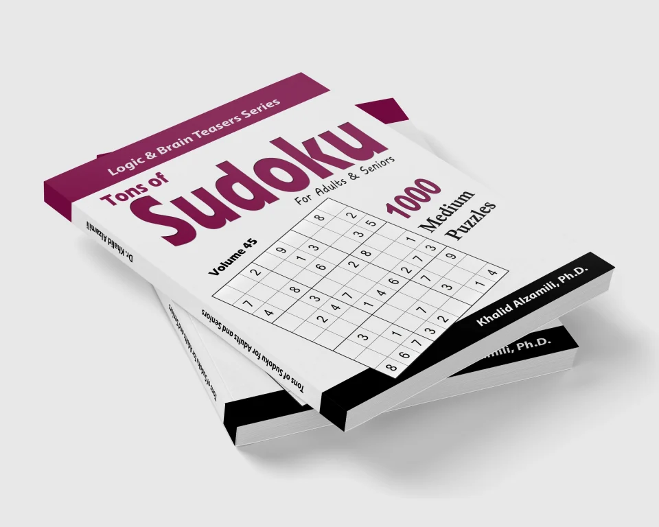 Tons of Sudoku for Adults & Seniors: 1000 Medium Puzzles by Dr. Khalid Alzamili – stacked book view