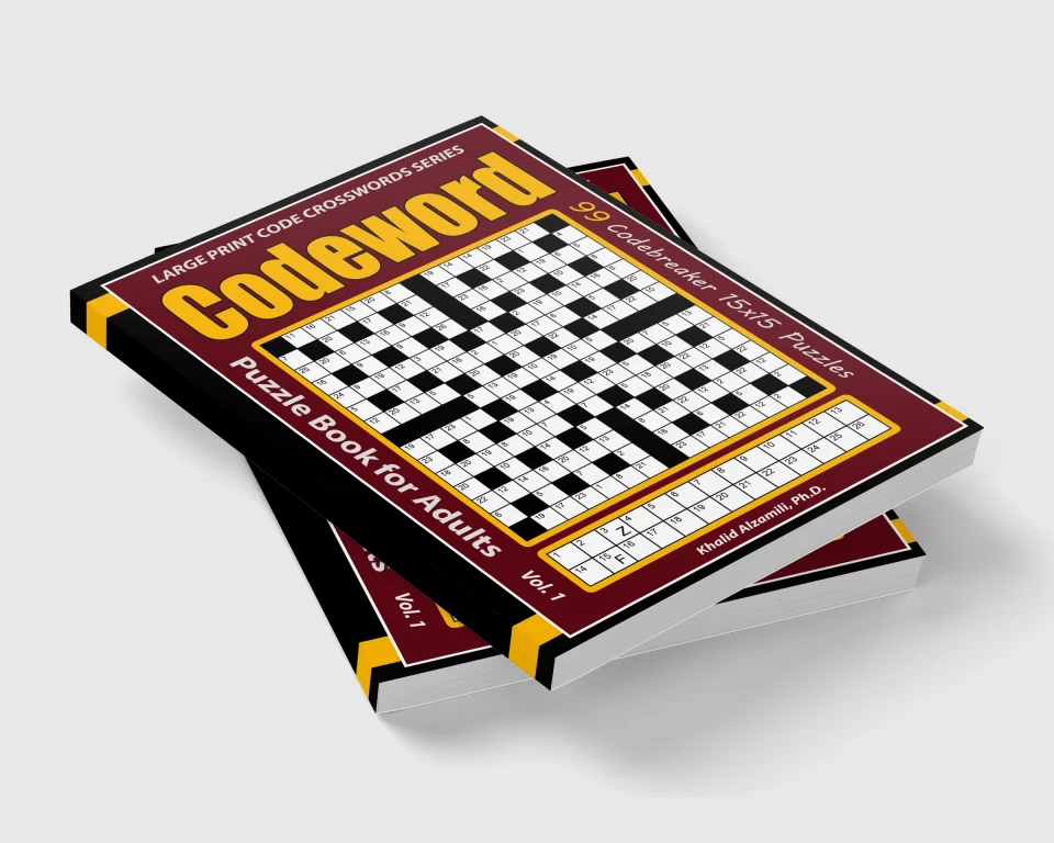 Codeword Puzzle Book for Adults : 99 Codebreaker (15x15) Puzzles with Solutions by Dr. Khalid Alzamili – stacked book view