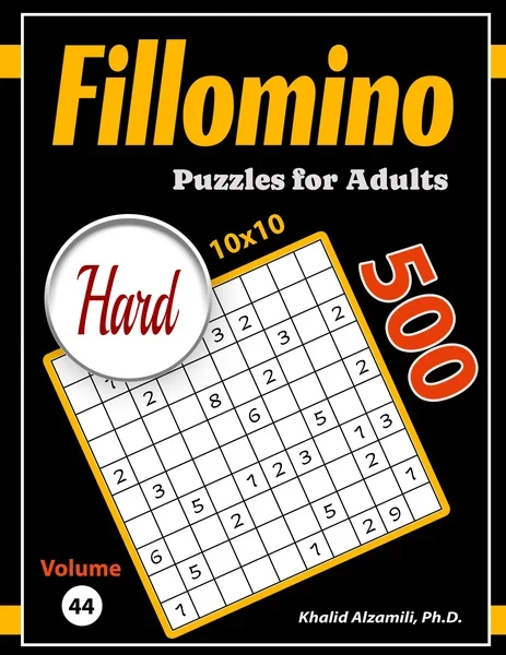 Fillomino Puzzles for Adults: 500 Hard Polyominous Puzzles by Dr. Khalid Alzamili – front cover