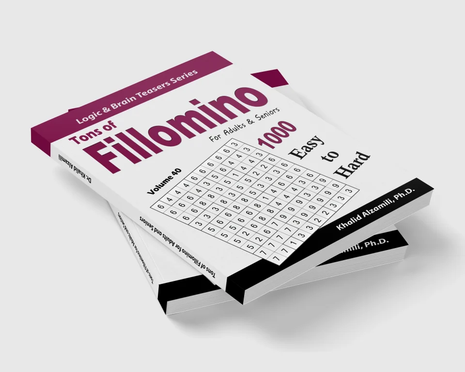 Tons of Fillomino for Adults & Seniors: 1000 Easy to Hard Puzzles (10x10) by Dr. Khalid Alzamili – stacked book view