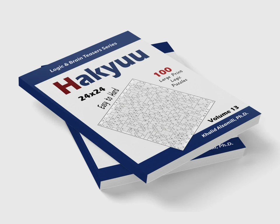 Hakyuu: 100 Easy to Hard Puzzles (24x24) by Dr. Khalid Alzamili – stacked book view