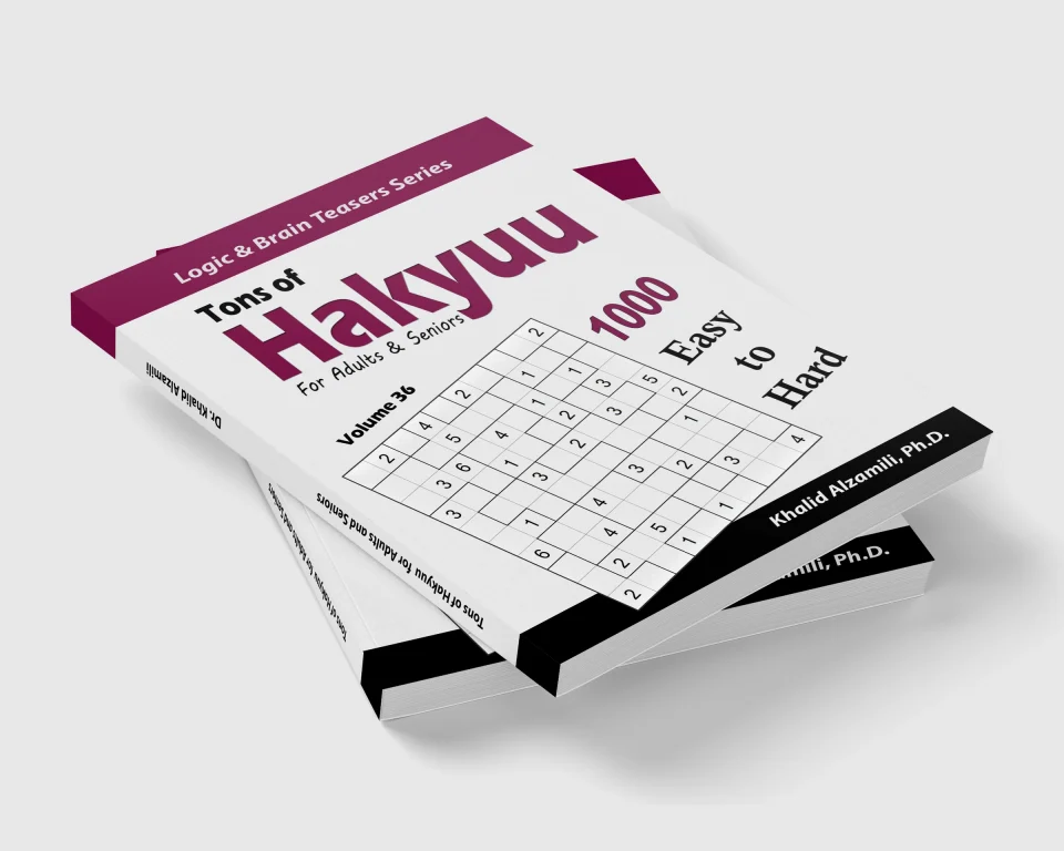 Tons of Hakyuu for Adults & Seniors: 1000 Easy to Hard Puzzles (10x10) by Dr. Khalid Alzamili – stacked book view