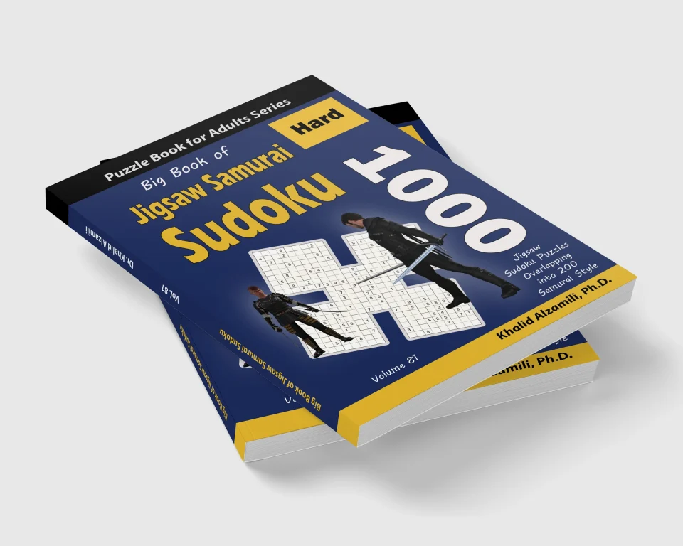 Big Book of Jigsaw Samurai Sudoku: 1000 Hard Jigsaw Sudoku Puzzles Overlapping into 200 Samurai Style by Dr. Khalid Alzamili – stacked book view