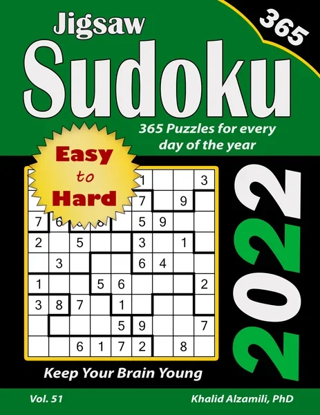 2022 Jigsaw Sudoku : 365 Easy to Hard Puzzles for Every Day of the Year : Keep Your Brain Young by Dr. Khalid Alzamili – front cover