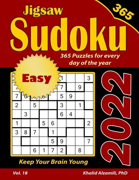 2022 Jigsaw Sudoku: 365 Easy Puzzles for Every Day of the Year : Keep Your Brain Young by Dr. Khalid Alzamili – front cover