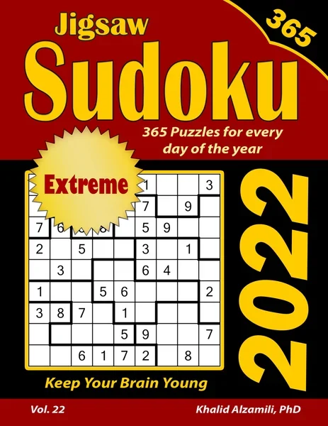 2022 Jigsaw Sudoku: 365 Extreme Puzzles for Every Day of the Year : Keep Your Brain Young by Dr. Khalid Alzamili – front cover