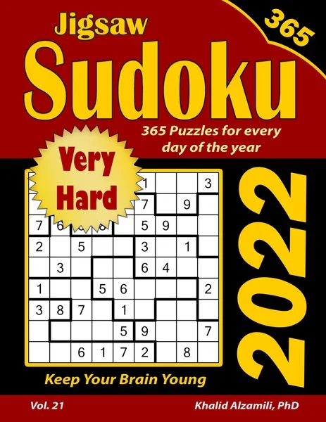 2022 Jigsaw Sudoku: 365 Very Hard Puzzles for Every Day of the Year : Keep Your Brain Young by Dr. Khalid Alzamili – front cover