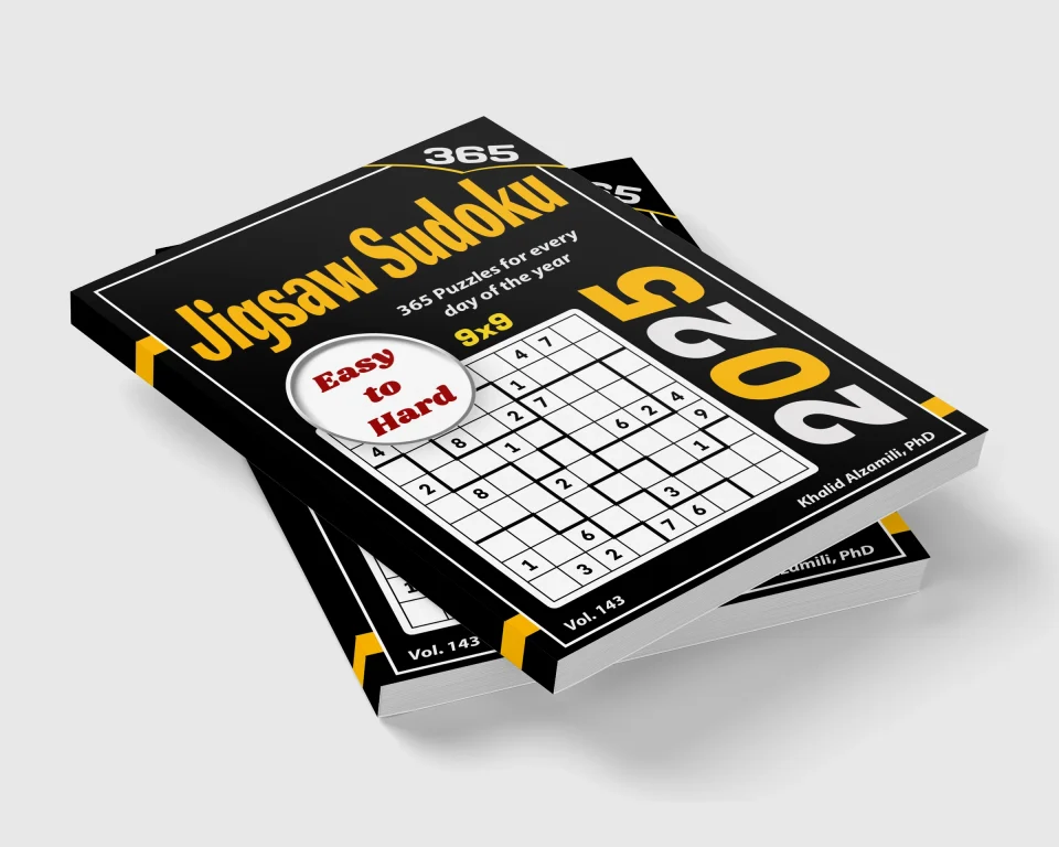 2025 Jigsaw Sudoku: 365 Easy to Hard (9x9) Puzzles for Every Day of the Year by Dr. Khalid Alzamili – stacked book view