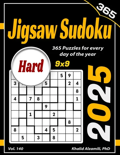 2025 Jigsaw Sudoku: 365 Hard (9x9) Puzzles for Every Day of the Year by Dr. Khalid Alzamili – front cover