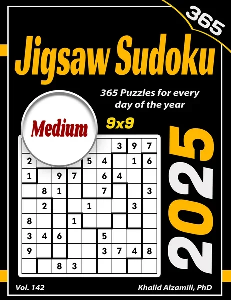 2025 Jigsaw Sudoku: 365 Medium (9x9) Puzzles for Every Day of the Year by Dr. Khalid Alzamili – front cover