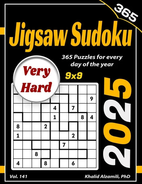 2025 Jigsaw Sudoku: 365 Very Hard (9x9) Puzzles for Every Day of the Year by Dr. Khalid Alzamili – front cover