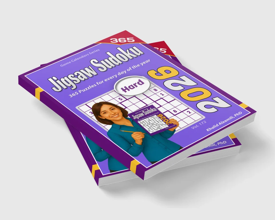 2026 Jigsaw Sudoku: 365 Hard (9x9) Puzzles for Every Day of the Year by Dr. Khalid Alzamili – stacked book view