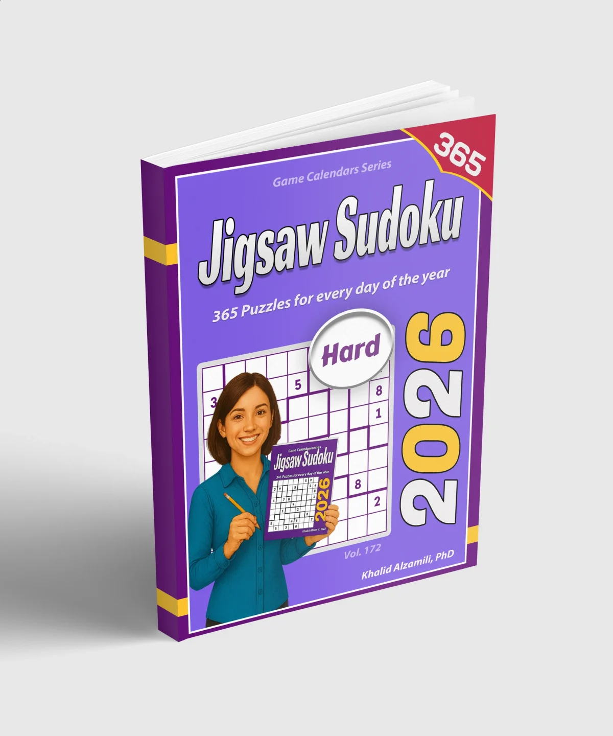 2026 Jigsaw Sudoku: 365 Hard (9x9) Puzzles for Every Day of the Year by Dr. Khalid Alzamili – standing book view