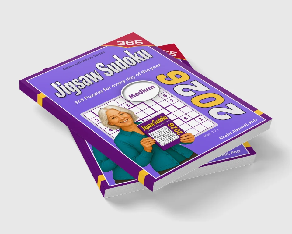 2026 Jigsaw Sudoku: 365 Medium (9x9) Puzzles for Every Day of the Year by Dr. Khalid Alzamili – stacked book view