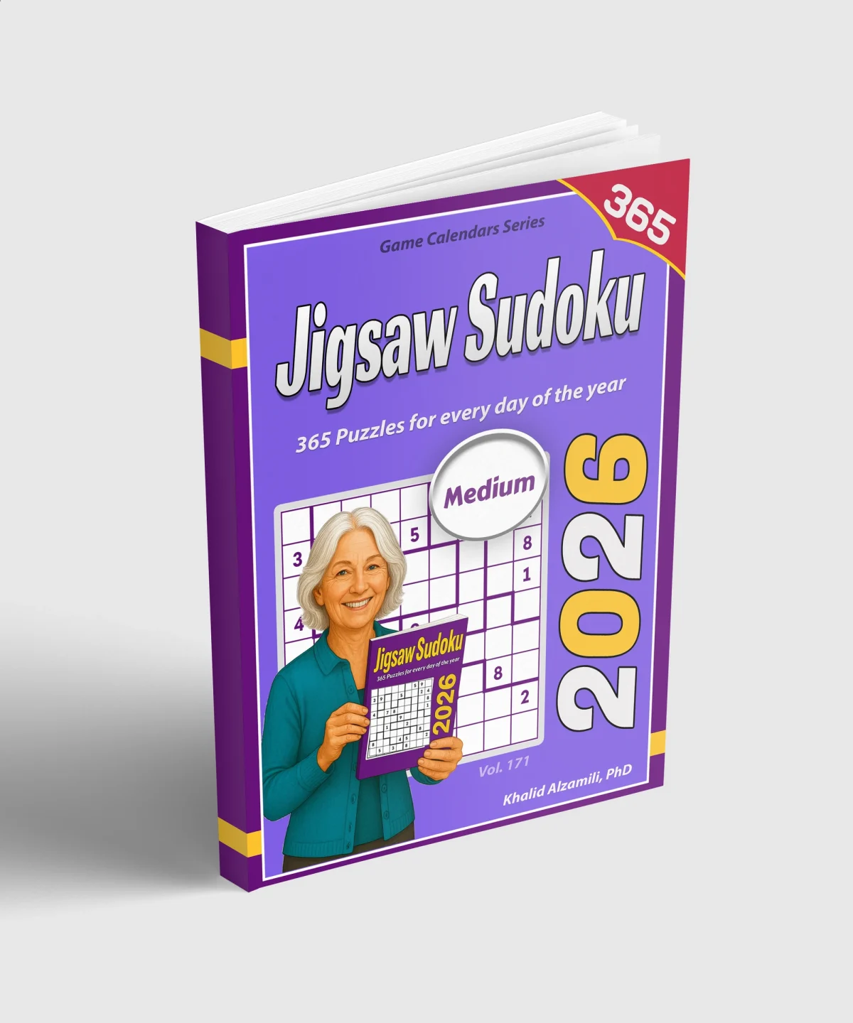 2026 Jigsaw Sudoku: 365 Medium (9x9) Puzzles for Every Day of the Year by Dr. Khalid Alzamili – standing book view