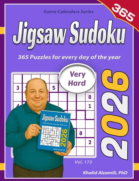 2026 Jigsaw Sudoku: 365 Very Hard (9x9) Puzzles for Every Day of the Year by Dr. Khalid Alzamili – front cover