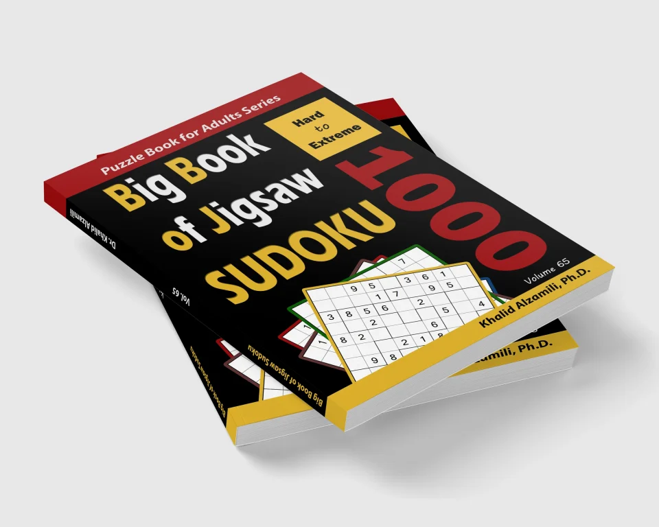 Big Book of Jigsaw Sudoku: 1000 Hard to Extreme Puzzles by Dr. Khalid Alzamili – stacked book view