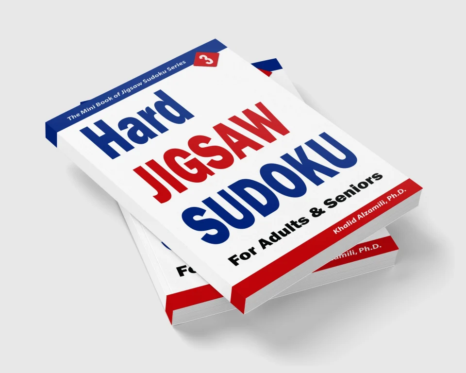 Hard Jigsaw Sudoku for Adults & Seniors: 200 Hard (9x9) Puzzles by Dr. Khalid Alzamili – stacked book view