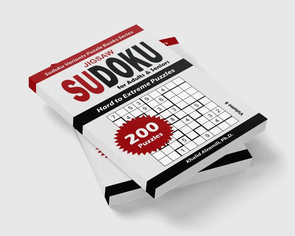 Jigsaw Sudoku for Adults & Seniors: 200 Hard to Extreme Puzzles by Dr. Khalid Alzamili – stacked book view