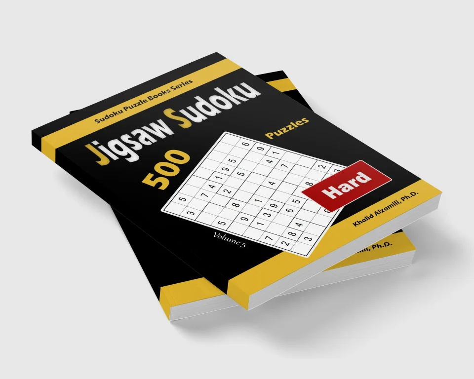 Jigsaw Sudoku: 500 Hard Puzzles by Dr. Khalid Alzamili – stacked book view