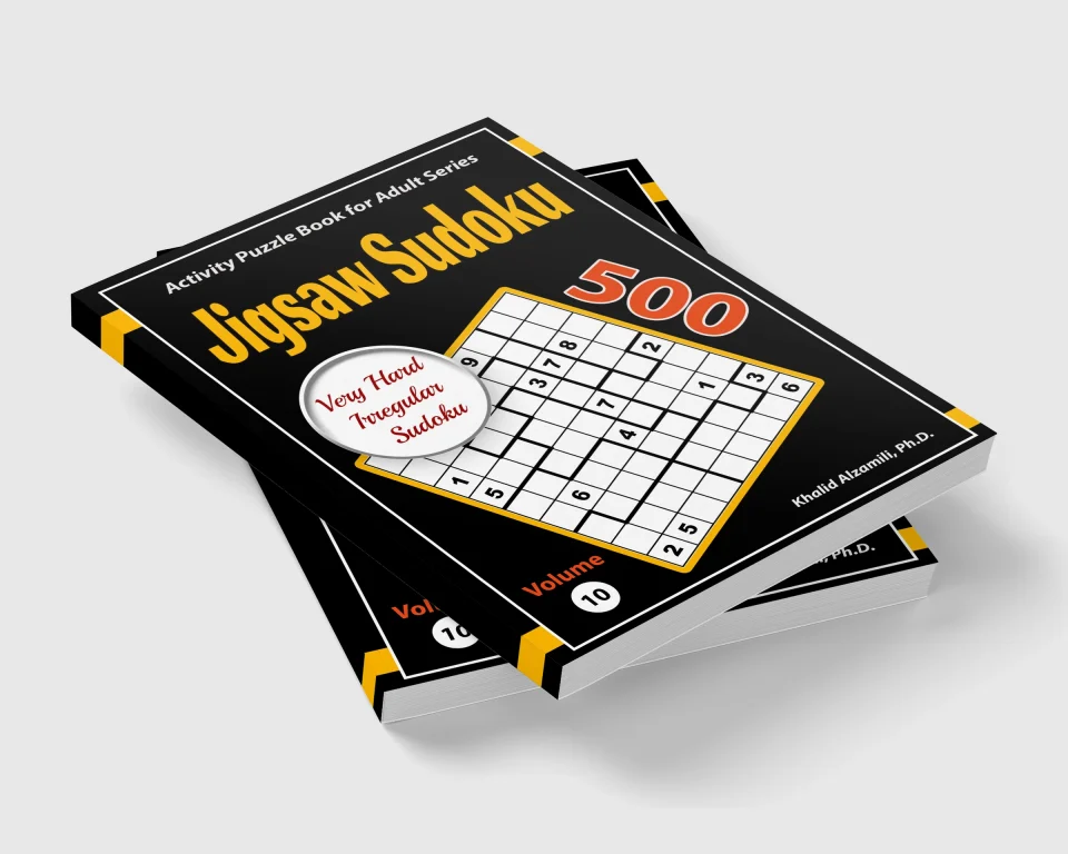 Jigsaw Sudoku: 500 Very Hard Irregular Sudoku Puzzles by Dr. Khalid Alzamili – stacked book view