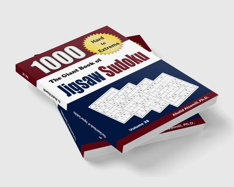The Giant Book of Jigsaw Sudoku: 1000 Hard to Extreme Puzzles by Dr. Khalid Alzamili – stacked book view