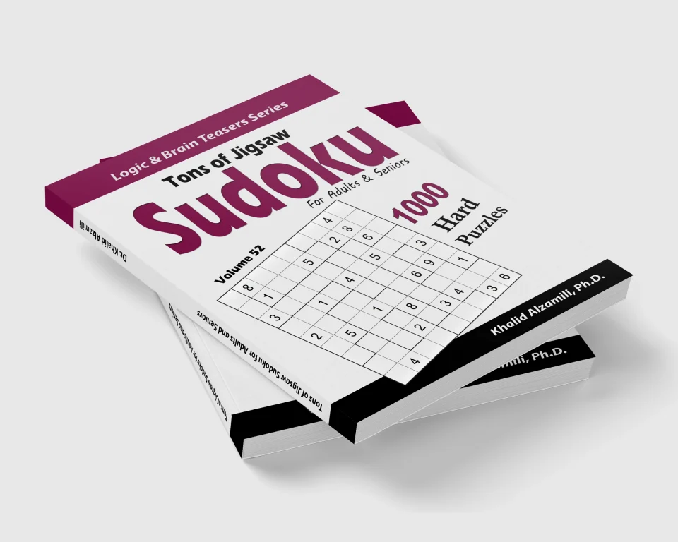 Tons of Jigsaw Sudoku for Adults & Seniors: 1000 Hard Puzzles by Dr. Khalid Alzamili – stacked book view