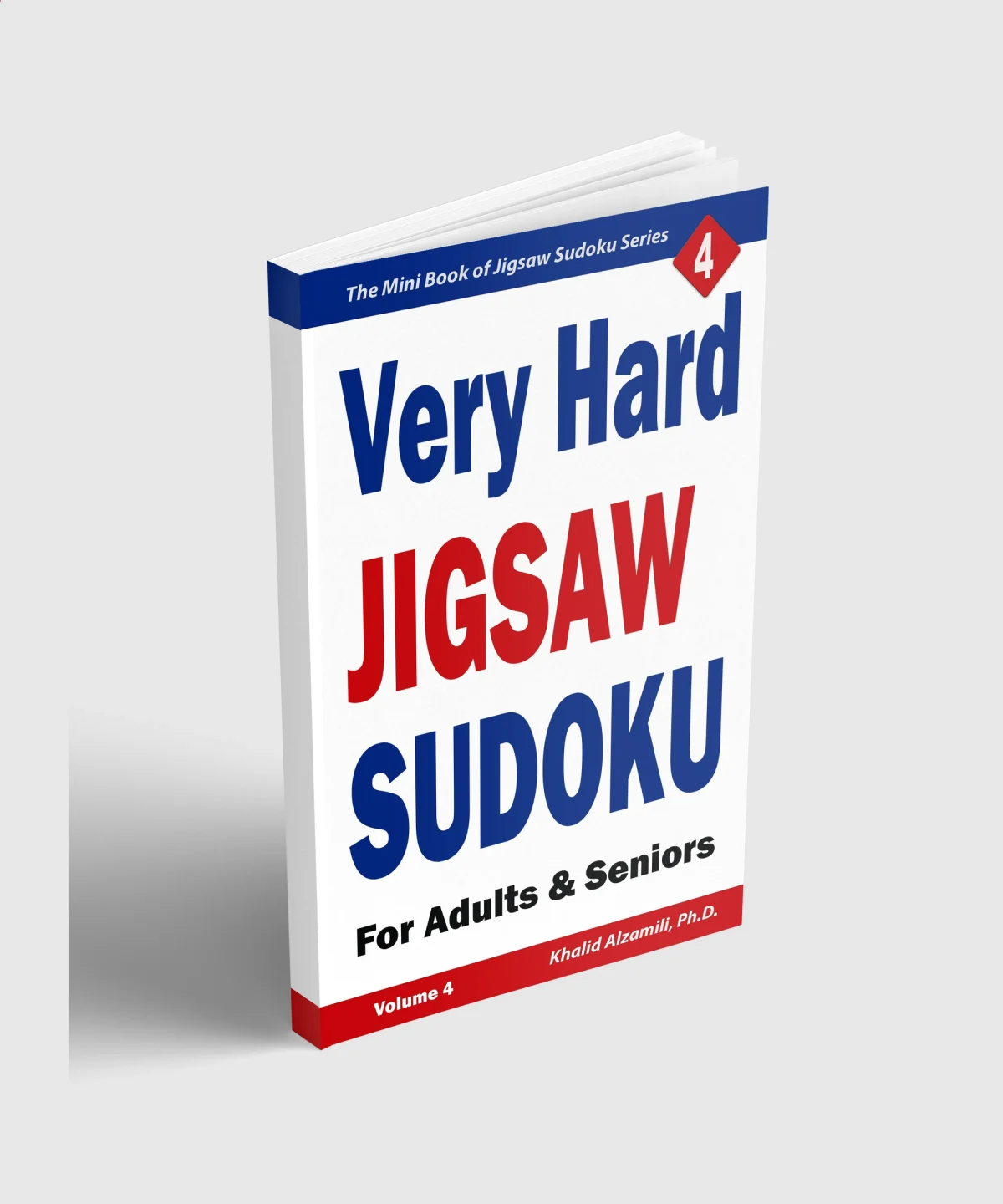 Very Hard Jigsaw Sudoku for Adults & Seniors: 200 Very Hard (9x9) Puzzles by Dr. Khalid Alzamili – standing book view