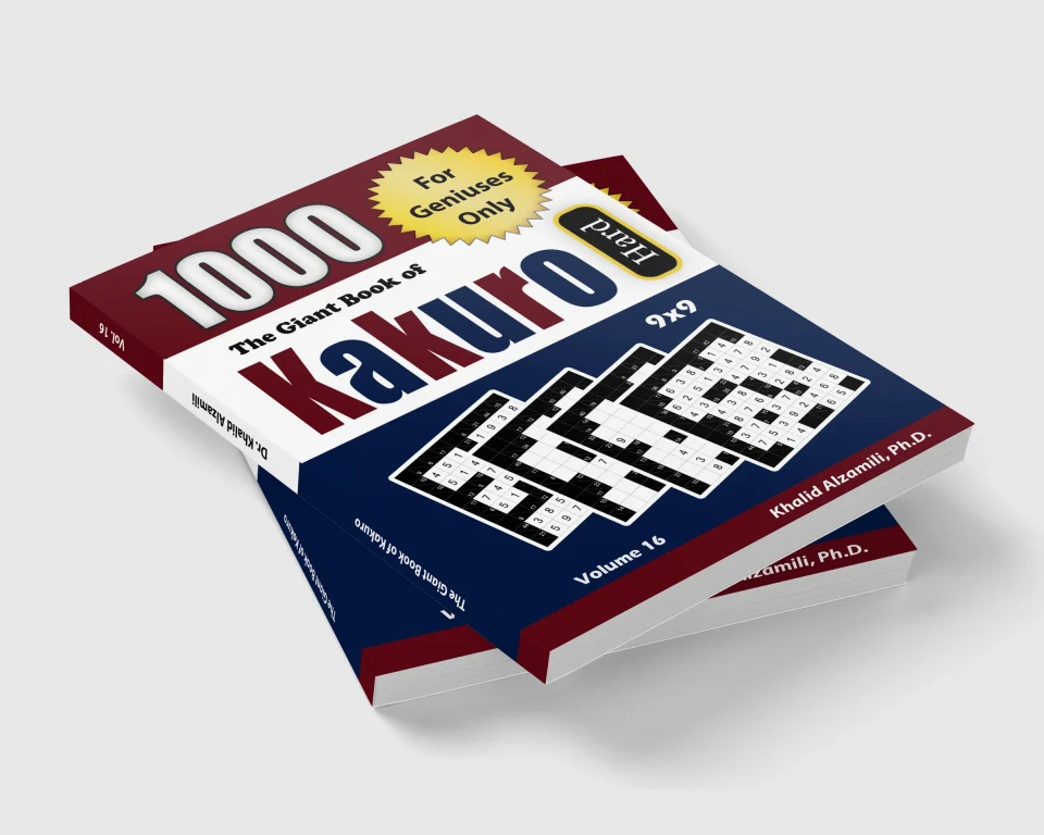 The Giant Book of Kakuro: 1000 Hard Cross Sums Puzzles (9x9) by Dr. Khalid Alzamili – stacked book view