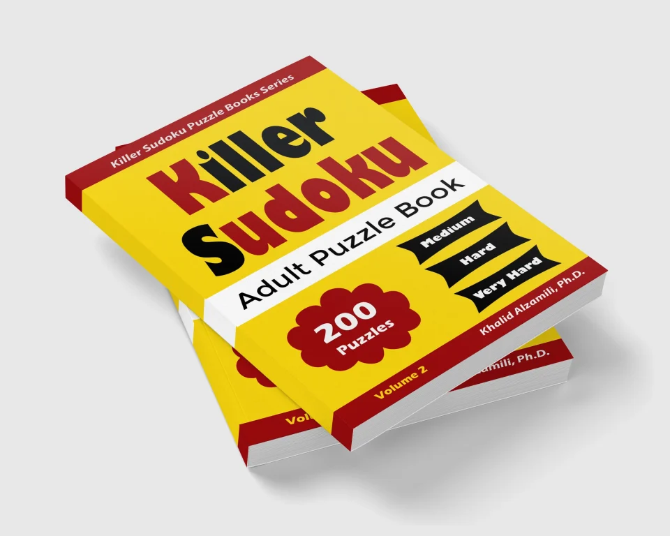 Killer Sudoku Adult Puzzle Book: 200 Medium to Very Hard by Dr. Khalid Alzamili – stacked book view