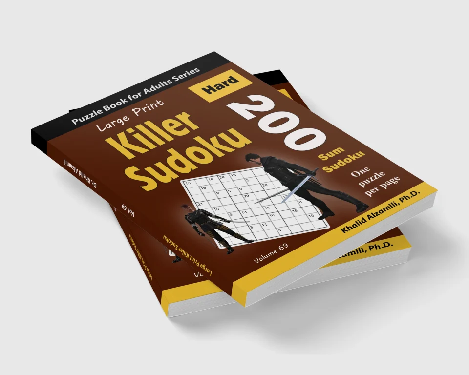 Large Print Killer Sudoku: 200 Hard Sum Sudoku Puzzles by Dr. Khalid Alzamili – stacked book view